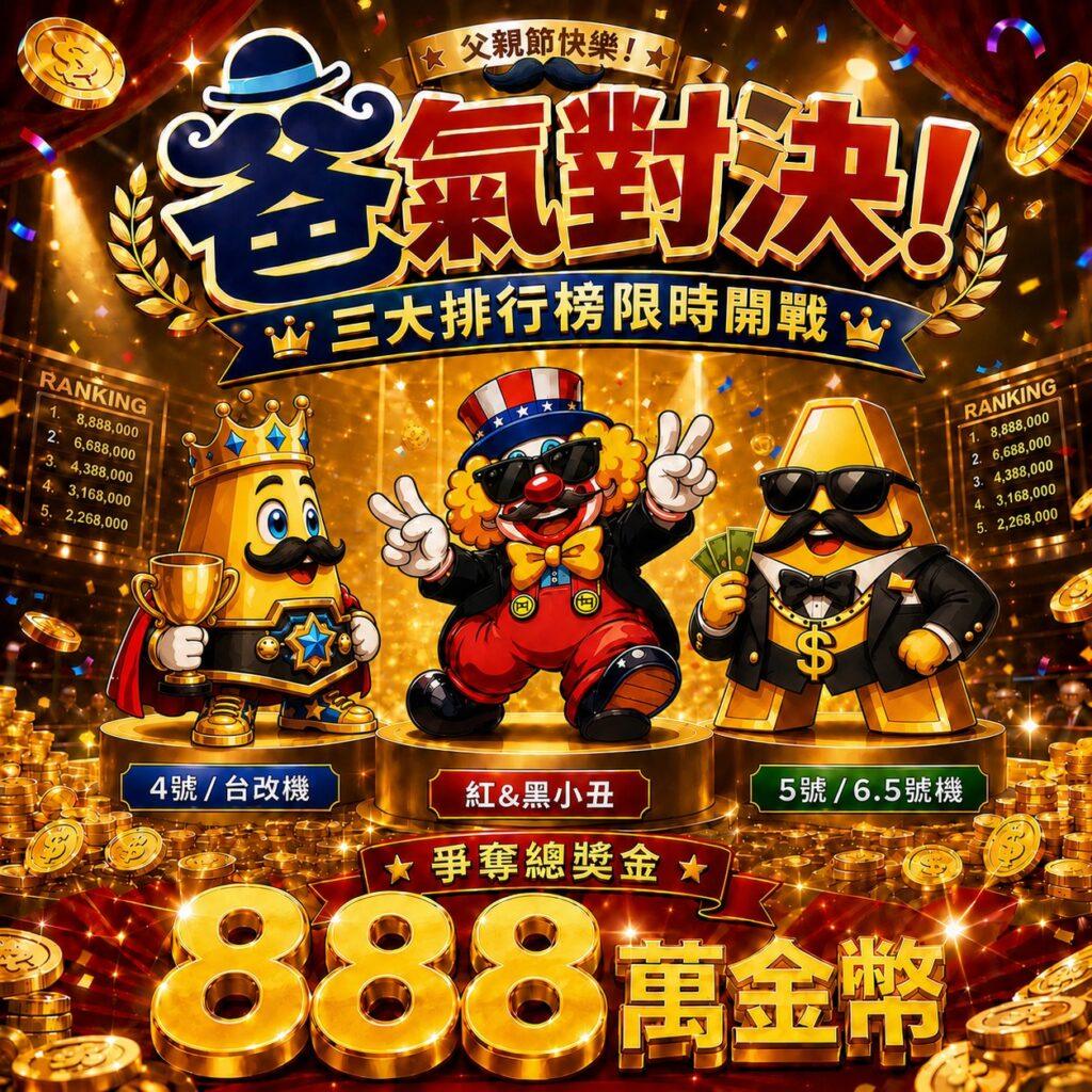 父親節：爸氣對決→三大排行榜爭奪總888萬金幣